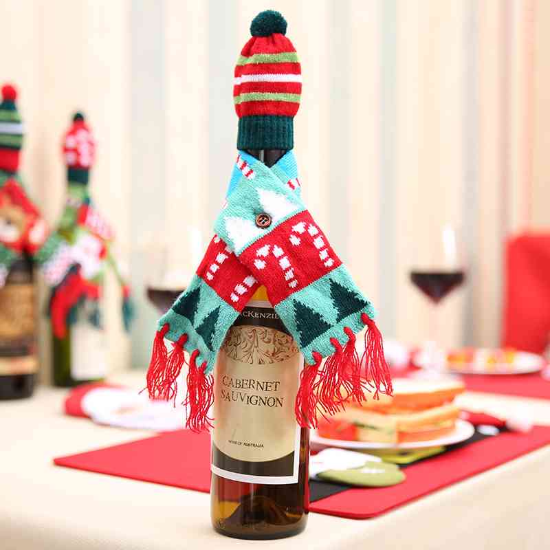 Christmas Hat and Scarf Wine Bottle Decoration king-general-store-5710.myshopify.com