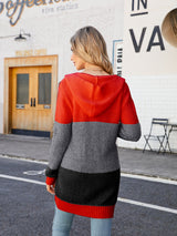 Color Block Open Front Hooded Cardigan king-general-store-5710.myshopify.com