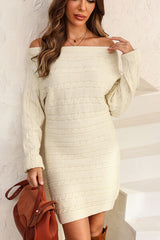 Cable-Knit Boat Neck Sweater Dress king-general-store-5710.myshopify.com