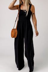 Smocked Square Neck Wide Leg Jumpsuit with Pockets king-general-store-5710.myshopify.com