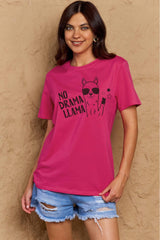 Simply Love Full Size NO DRAMA LLAMA Graphic Cotton Tee king-general-store-5710.myshopify.com