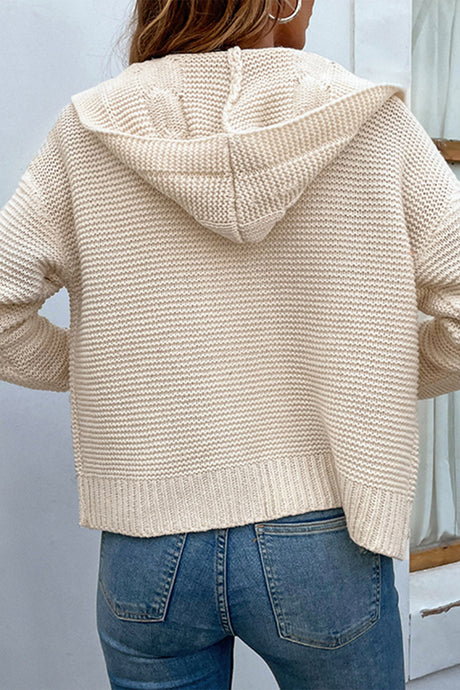 Cable-Knit Dropped Shoulder Hooded Cardigan king-general-store-5710.myshopify.com