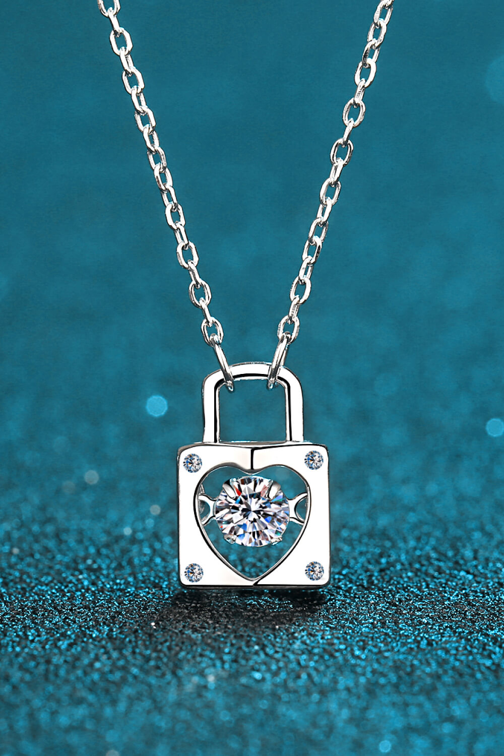 Moissanite Lock Pendant Necklace king-general-store-5710.myshopify.com