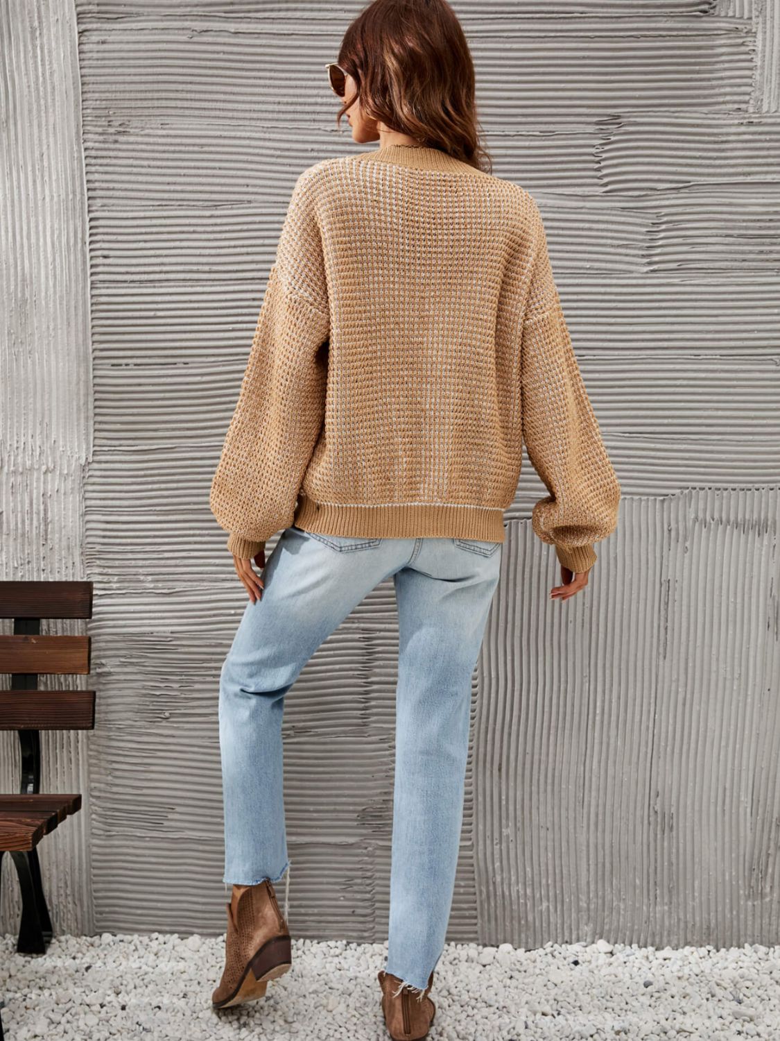 Heathered Lantern Sleeve Cardigan king-general-store-5710.myshopify.com