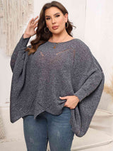 Plus Size Round Neck Batwing Sleeve Sweater king-general-store-5710.myshopify.com