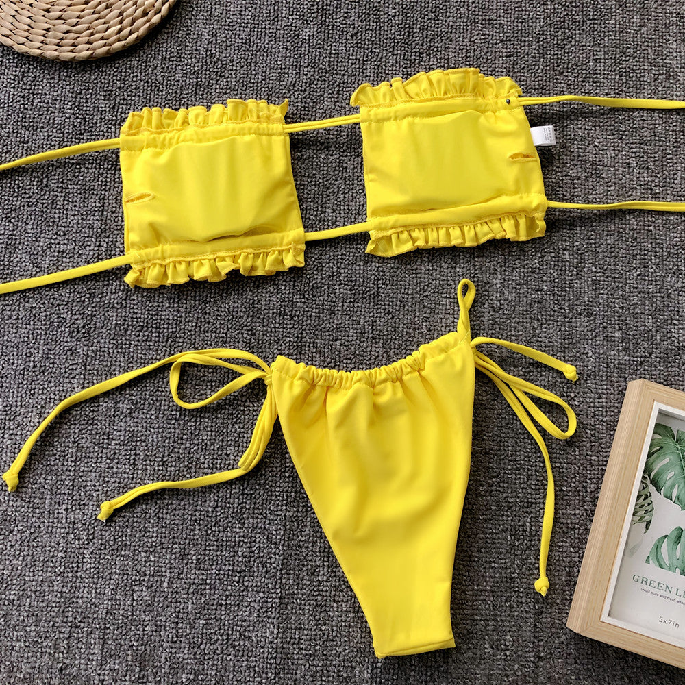 Frill Trim Ruched Bikini Set king-general-store-5710.myshopify.com