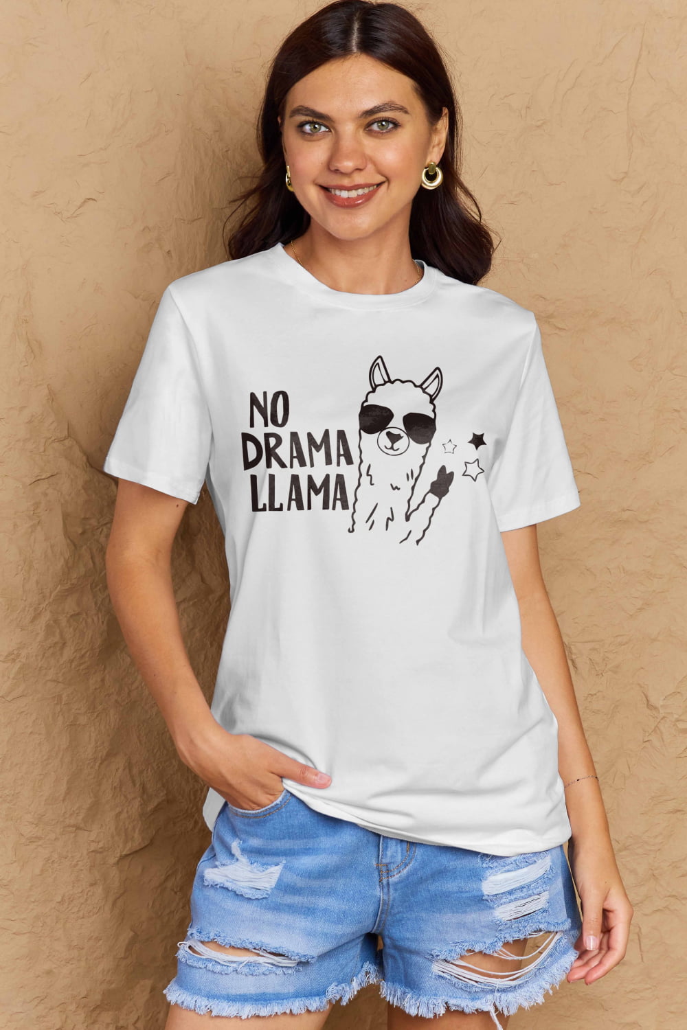 Simply Love Full Size NO DRAMA LLAMA Graphic Cotton Tee king-general-store-5710.myshopify.com