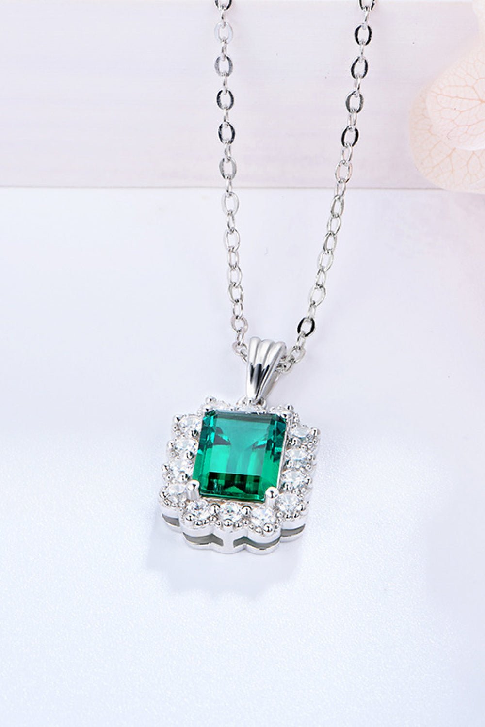 1.5 Carat Lab-Grown Emerald Pendant 925 Sterling Silver Necklace - Kings Crown Jewel Boutique