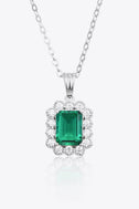 1.5 Carat Lab-Grown Emerald Pendant 925 Sterling Silver Necklace - Kings Crown Jewel Boutique