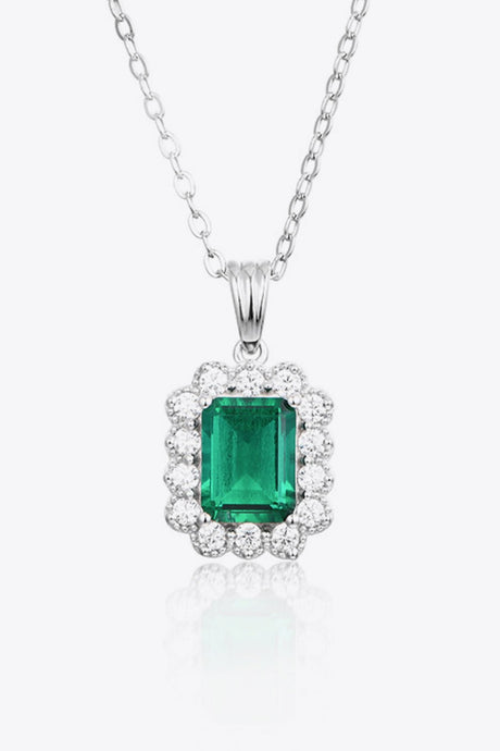 1.5 Carat Lab-Grown Emerald Pendant 925 Sterling Silver Necklace - Kings Crown Jewel Boutique