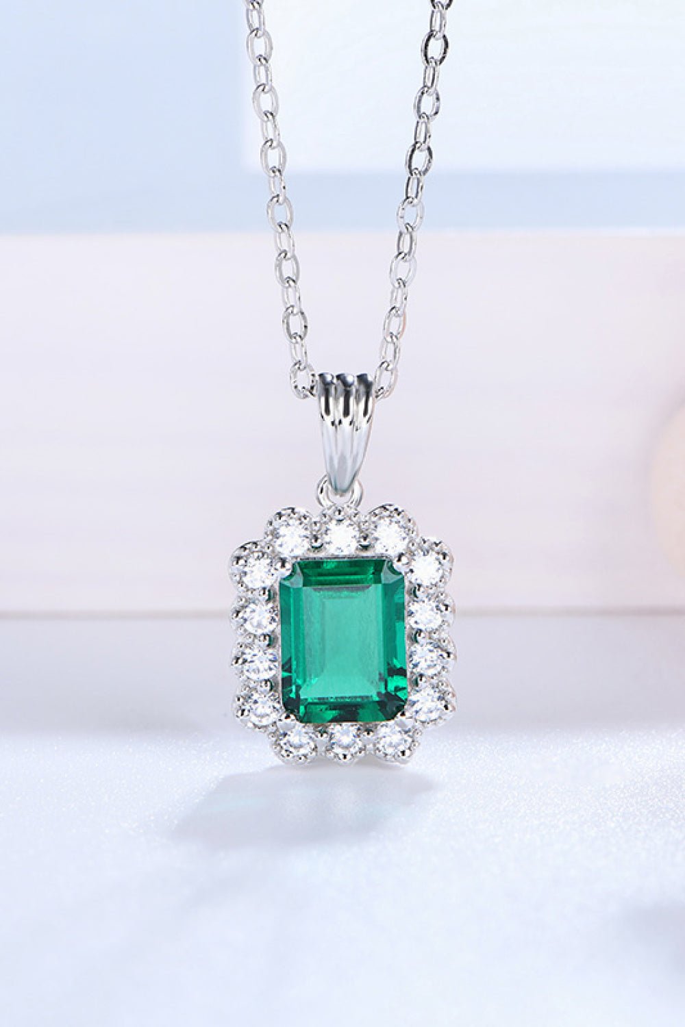 1.5 Carat Lab-Grown Emerald Pendant 925 Sterling Silver Necklace - Kings Crown Jewel Boutique