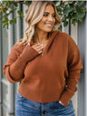 Plus Size Collared Neck Zip-Up Long Sleeve Sweater king-general-store-5710.myshopify.com