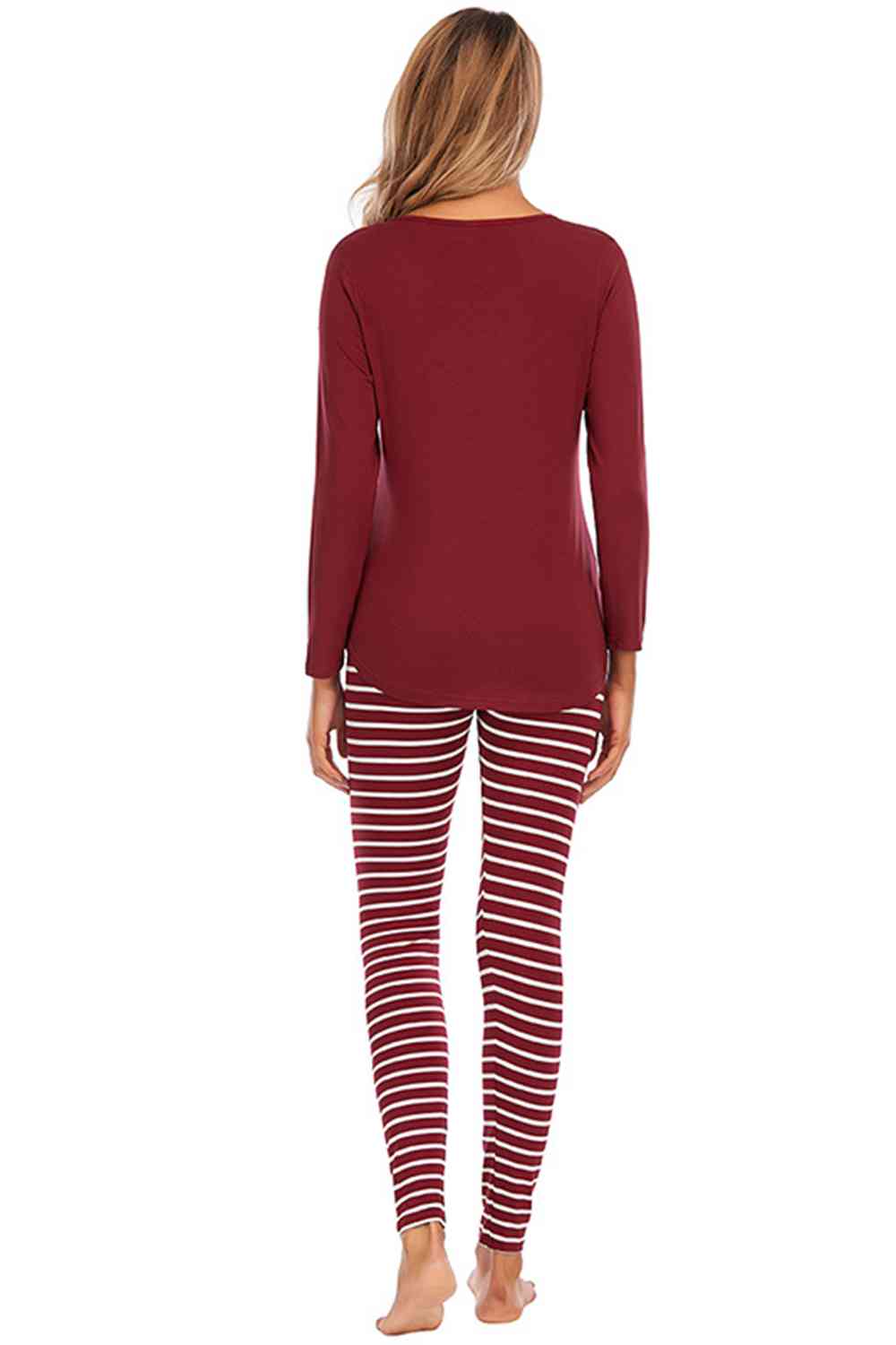 Graphic Round Neck Top and Striped Pants Set king-general-store-5710.myshopify.com