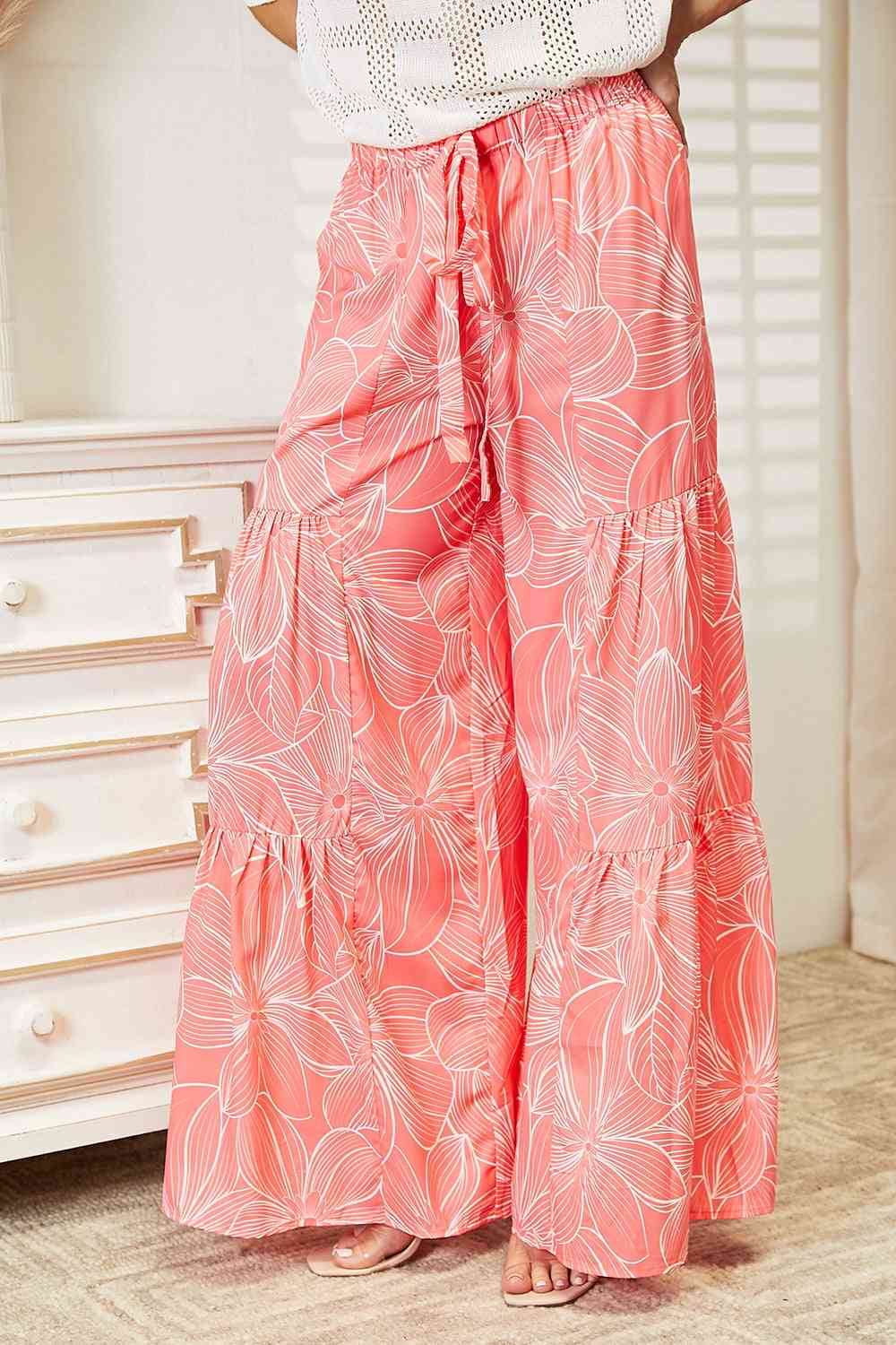 Double Take Floral Tiered Wide Leg Pants king-general-store-5710.myshopify.com