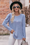 Round Neck Puff Sleeve Ribbed Top king-general-store-5710.myshopify.com