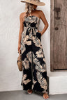 Printed Strapless Wide Leg Jumpsuit with Pockets king-general-store-5710.myshopify.com