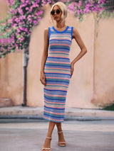 Striped Round Neck Sleeveless Midi Cover Up Dress king-general-store-5710.myshopify.com