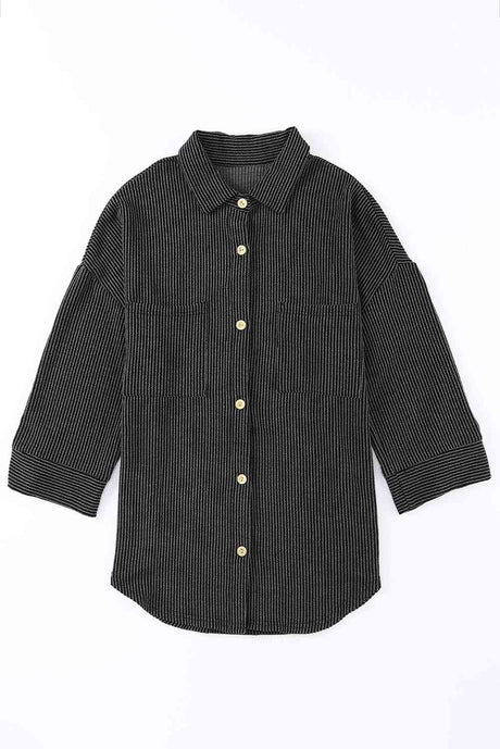 Dropped Shoulder Long Sleeve Shirts with Pocket king-general-store-5710.myshopify.com