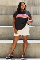 Sew In Love Shine Bright Full Size Center Mesh Sequin Top in Black/Mauve king-general-store-5710.myshopify.com