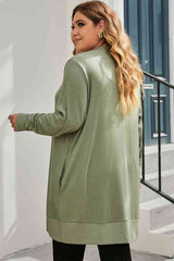 Snap Up V-Neck Long Sleeve Cardigan with Pockets king-general-store-5710.myshopify.com