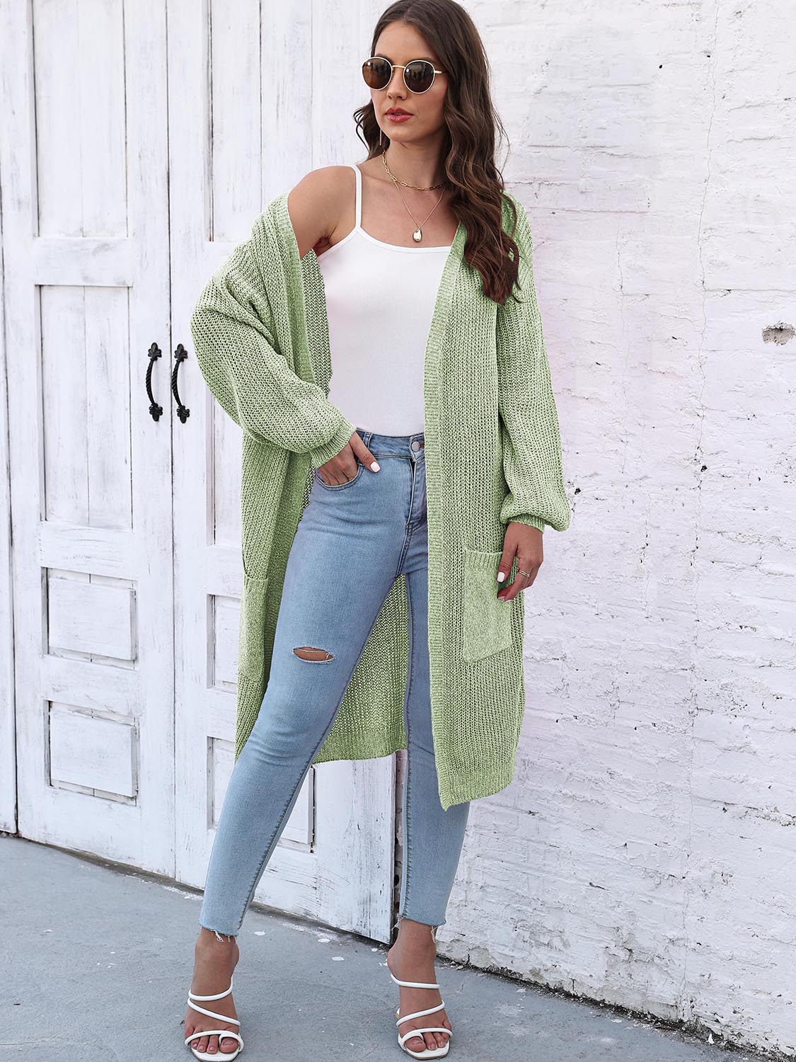 Open Front Longline Cardigan with Pockets king-general-store-5710.myshopify.com