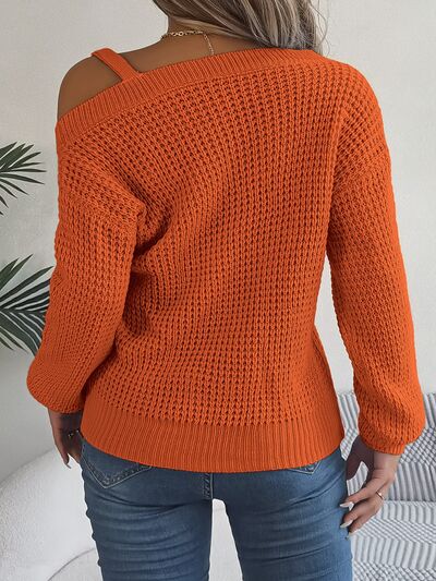 Asymmetrical Neck Long Sleeve Sweater king-general-store-5710.myshopify.com