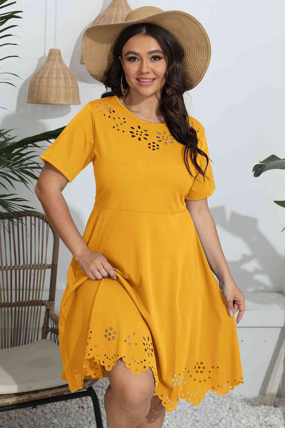 Plus Size Round Neck Openwork Dress king-general-store-5710.myshopify.com