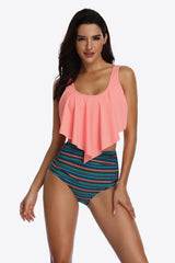 Two-Tone Ruffled Two-Piece Swimsuit king-general-store-5710.myshopify.com