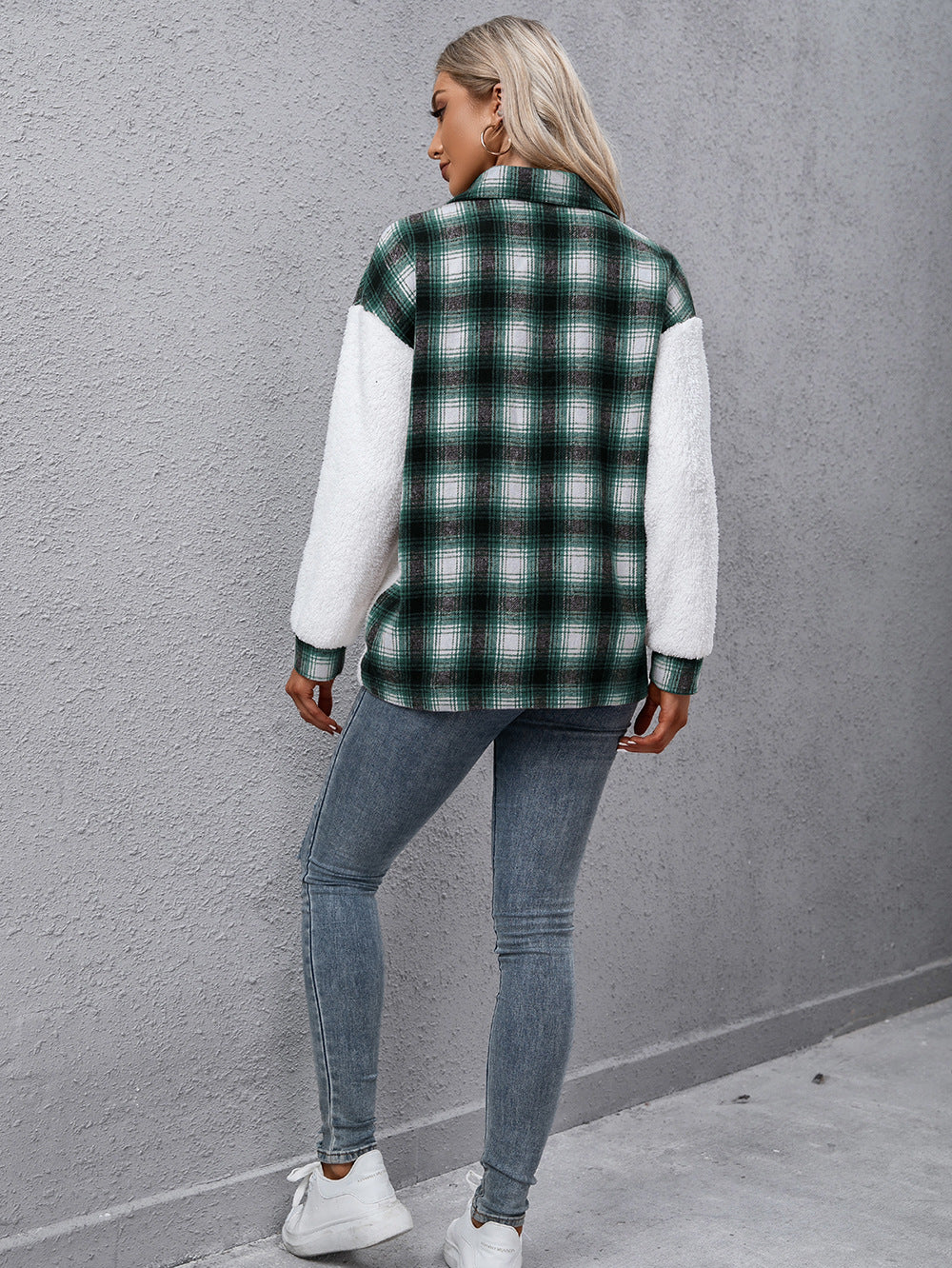 Plaid Collared Neck Button Down Jacket king-general-store-5710.myshopify.com