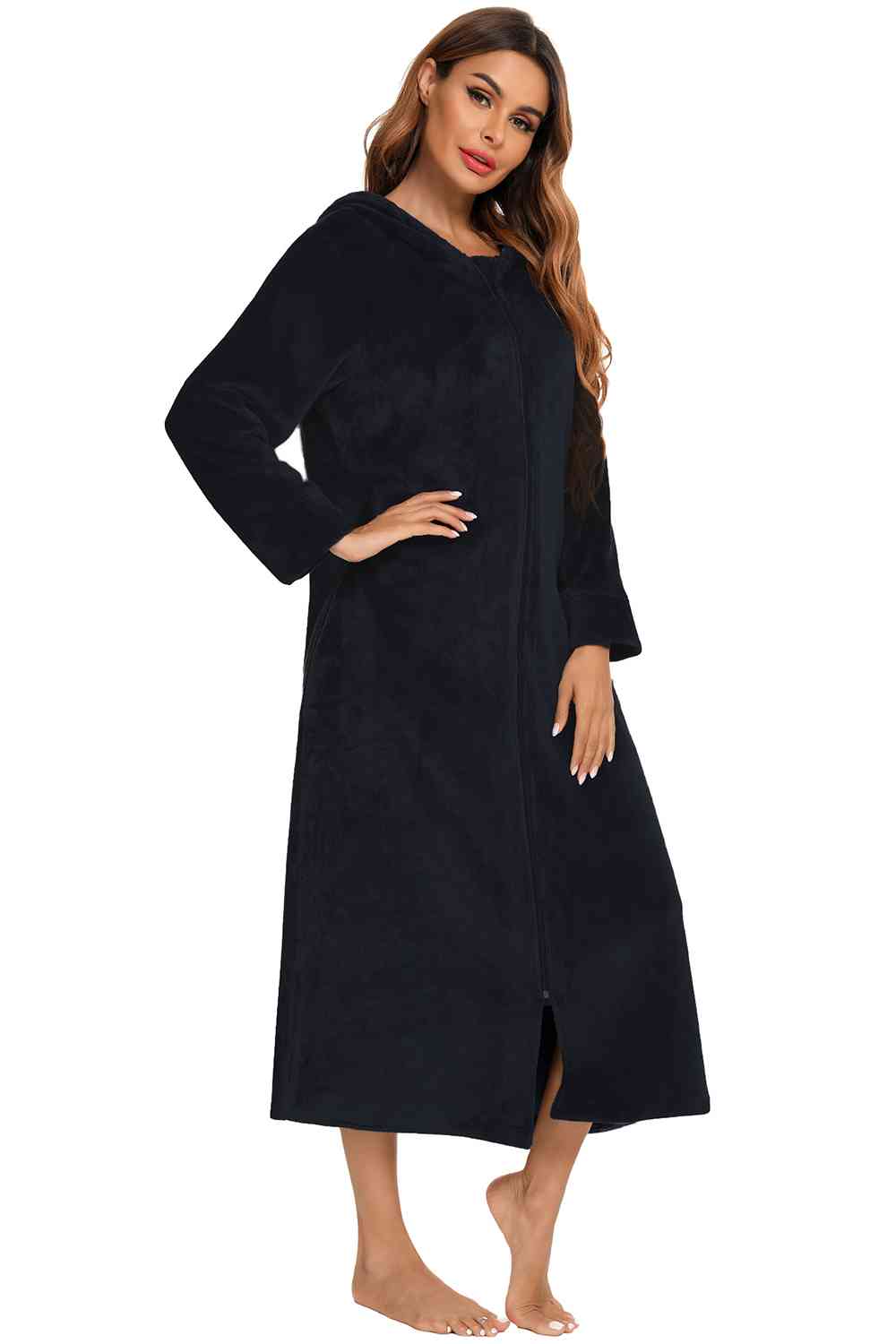 Zip Front Hooded Night Dress with Pockets king-general-store-5710.myshopify.com