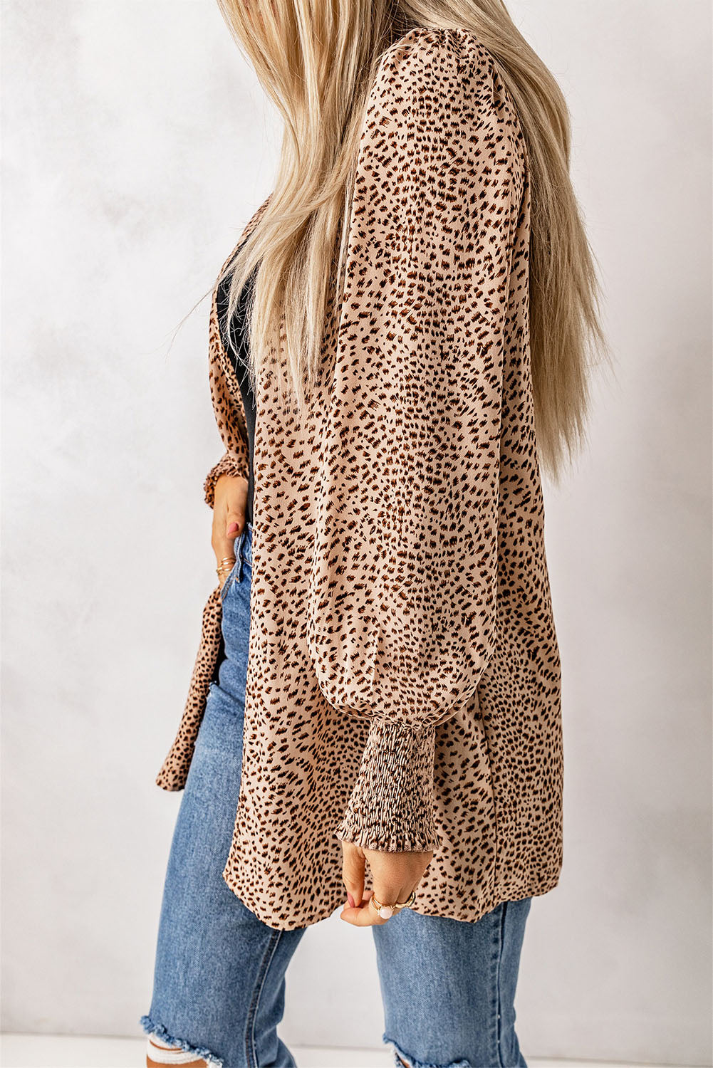 Leopard Print Balloon Sleeve Cardigan king-general-store-5710.myshopify.com