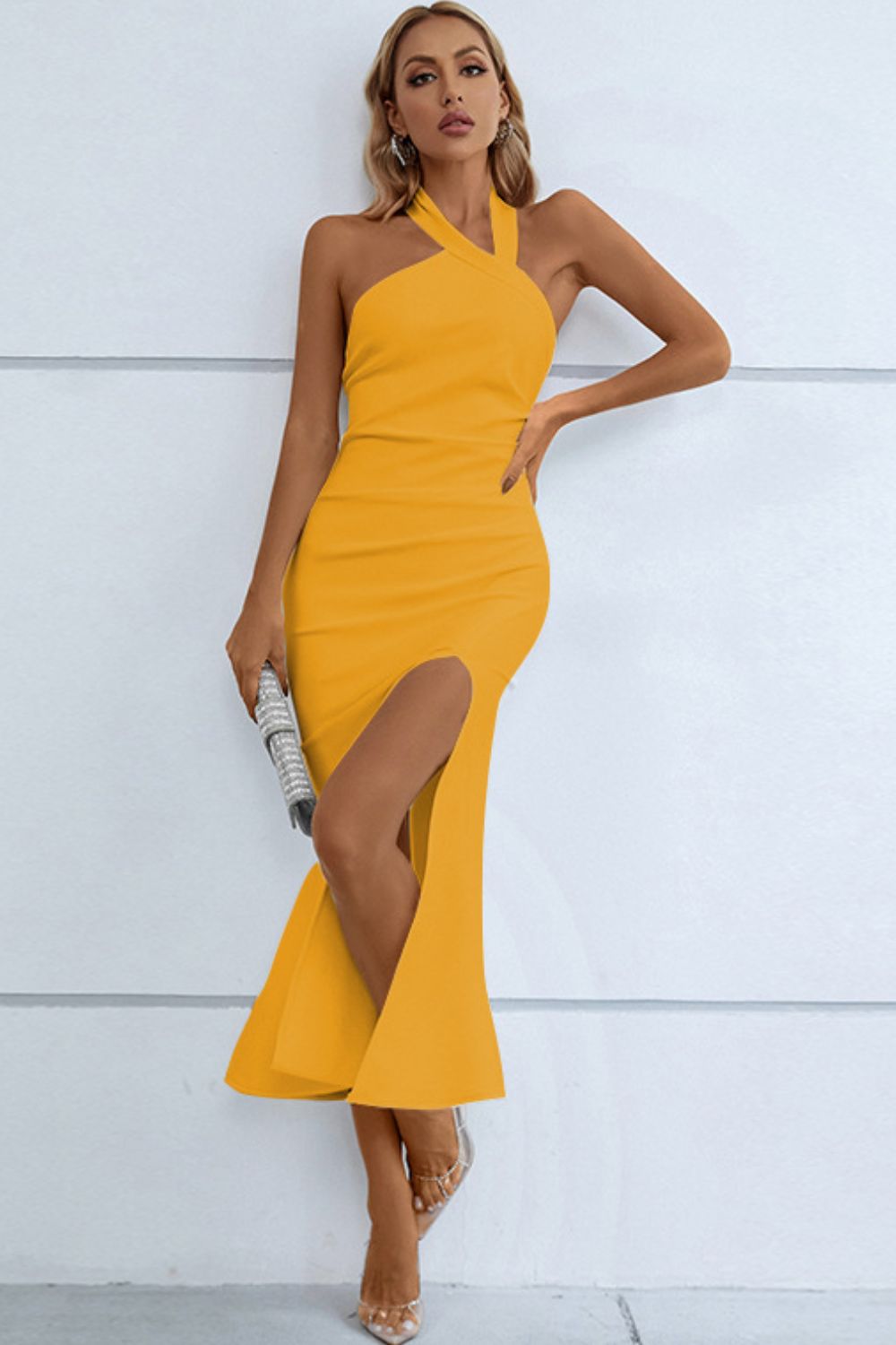 Halter Neck Split Fishtail Bodycon Dress king-general-store-5710.myshopify.com