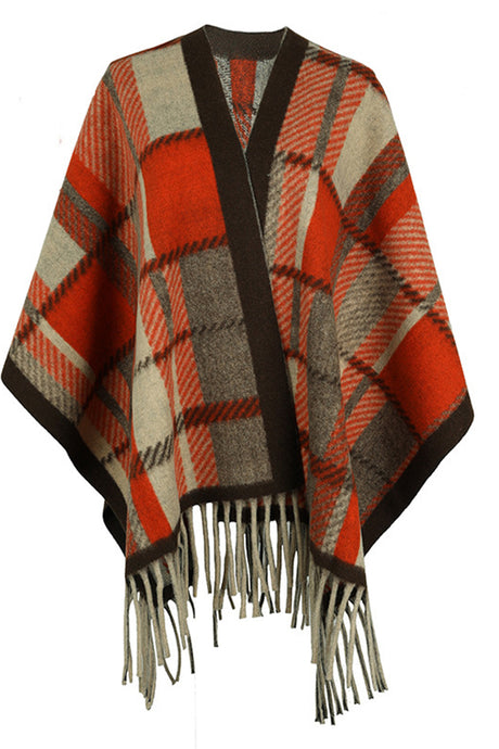 Cloak Sleeve Fringe Detail Poncho king-general-store-5710.myshopify.com