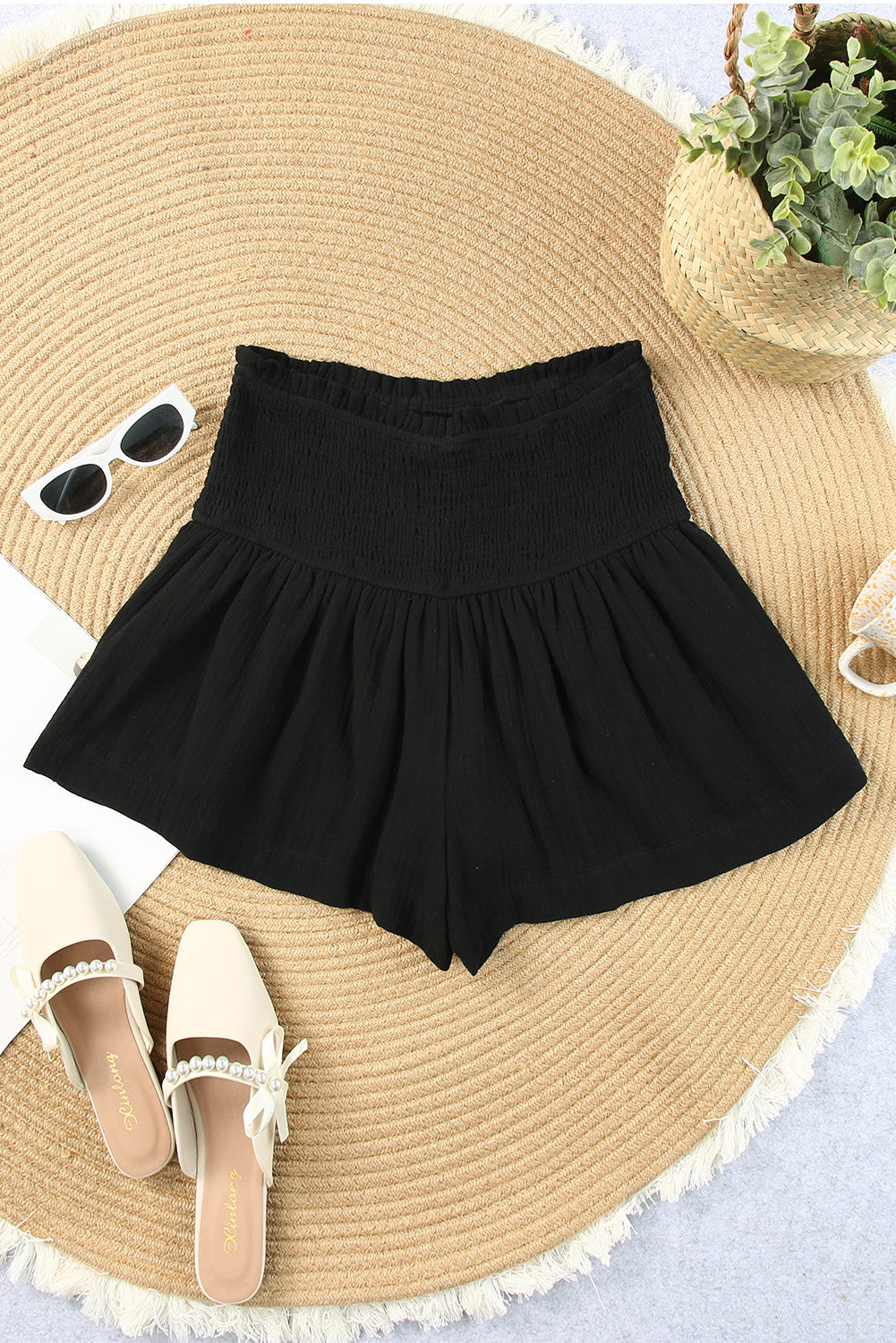 Smocked Waist Culotte Shorts king-general-store-5710.myshopify.com