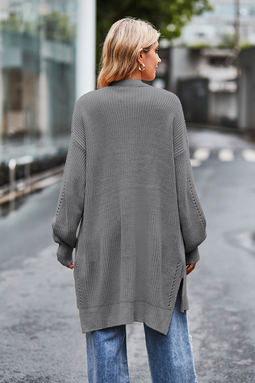 Open Front Dropped Shoulder Longline Cardigan king-general-store-5710.myshopify.com