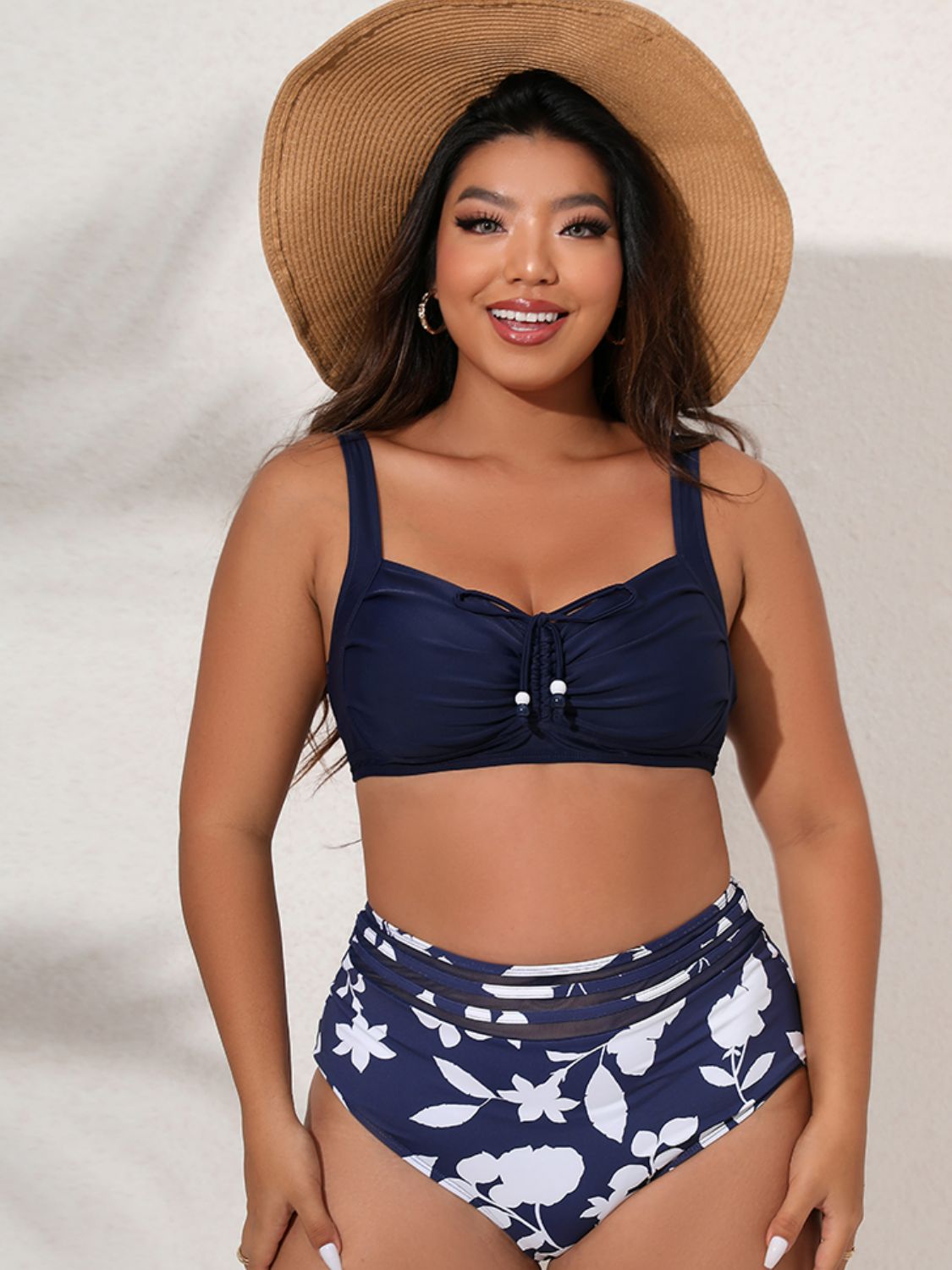 Plus Size Printed Gathered Detail Bikini Set king-general-store-5710.myshopify.com