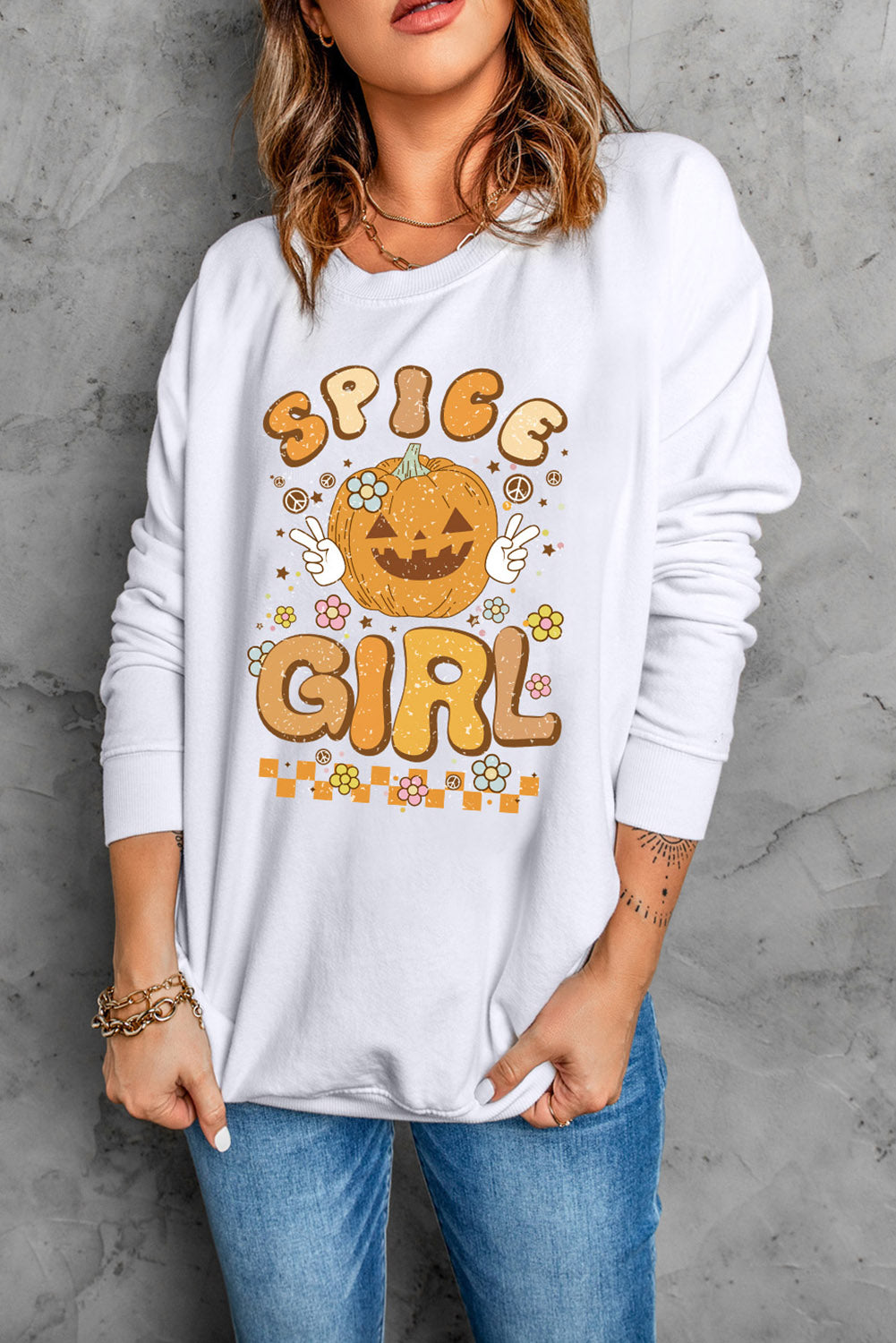 Round Neck Long Sleeve SPICE GIRL Graphic Sweatshirt king-general-store-5710.myshopify.com