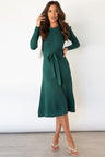 Round Neck Long Sleeve Tie Waist Sweater Dress king-general-store-5710.myshopify.com