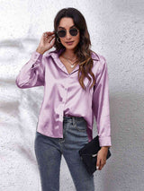 Collared Neck Buttoned Long Sleeve Shirt king-general-store-5710.myshopify.com