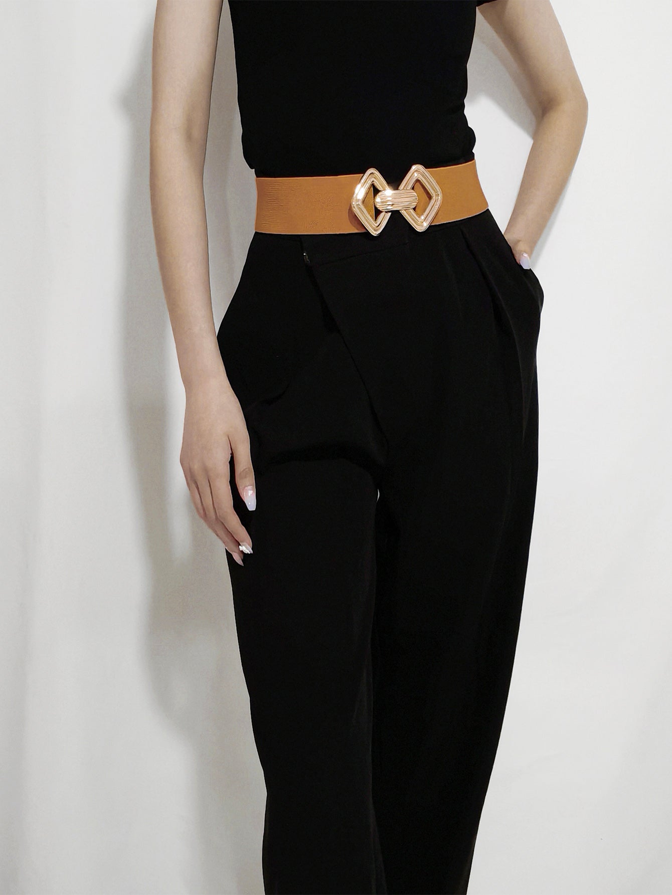 Geometric Buckle Elastic Wide Belt king-general-store-5710.myshopify.com