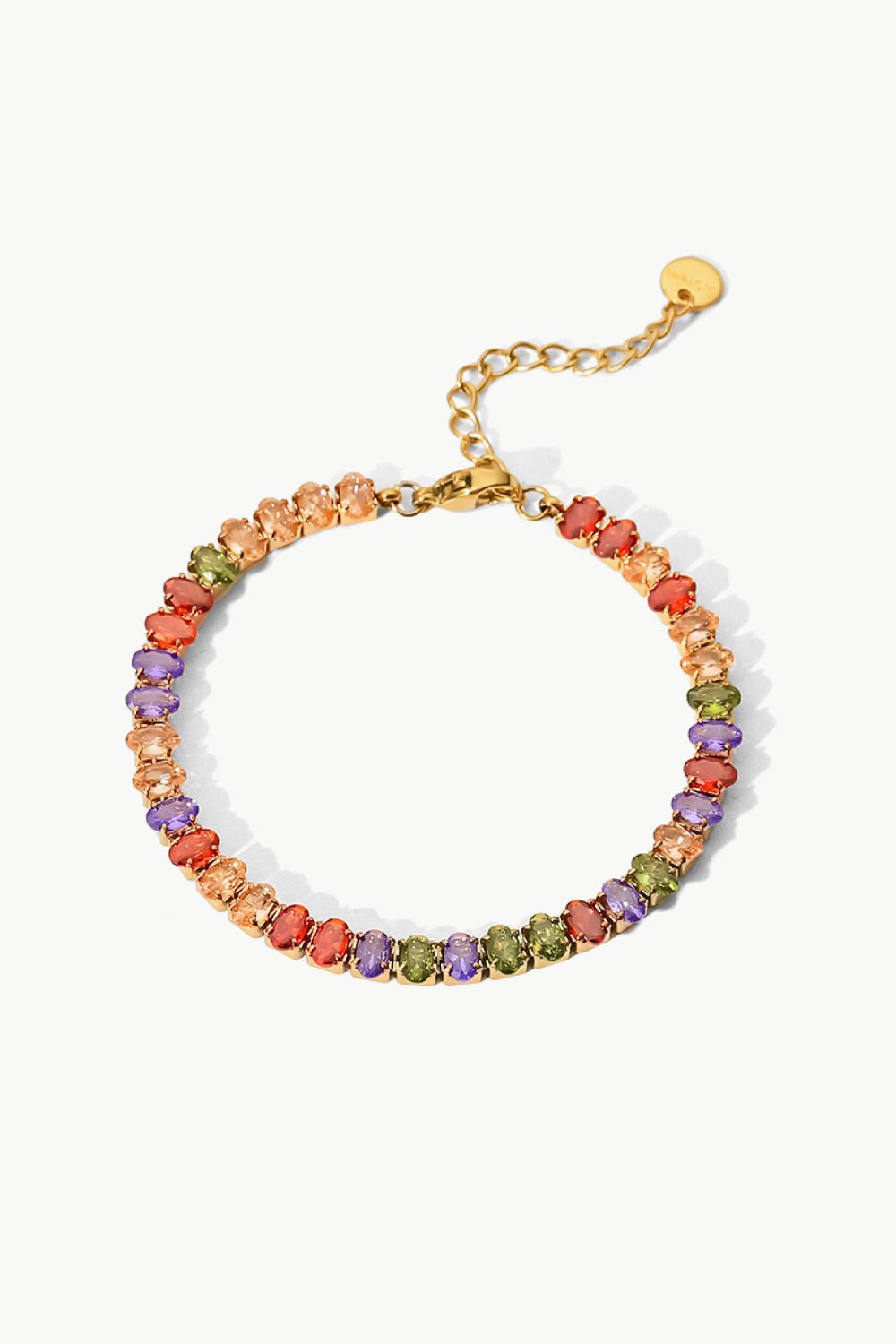 18K Gold Plated Multicolored Zircon Bracelet - Kings Crown Jewel Boutique