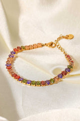 18K Gold Plated Multicolored Zircon Bracelet - Kings Crown Jewel Boutique