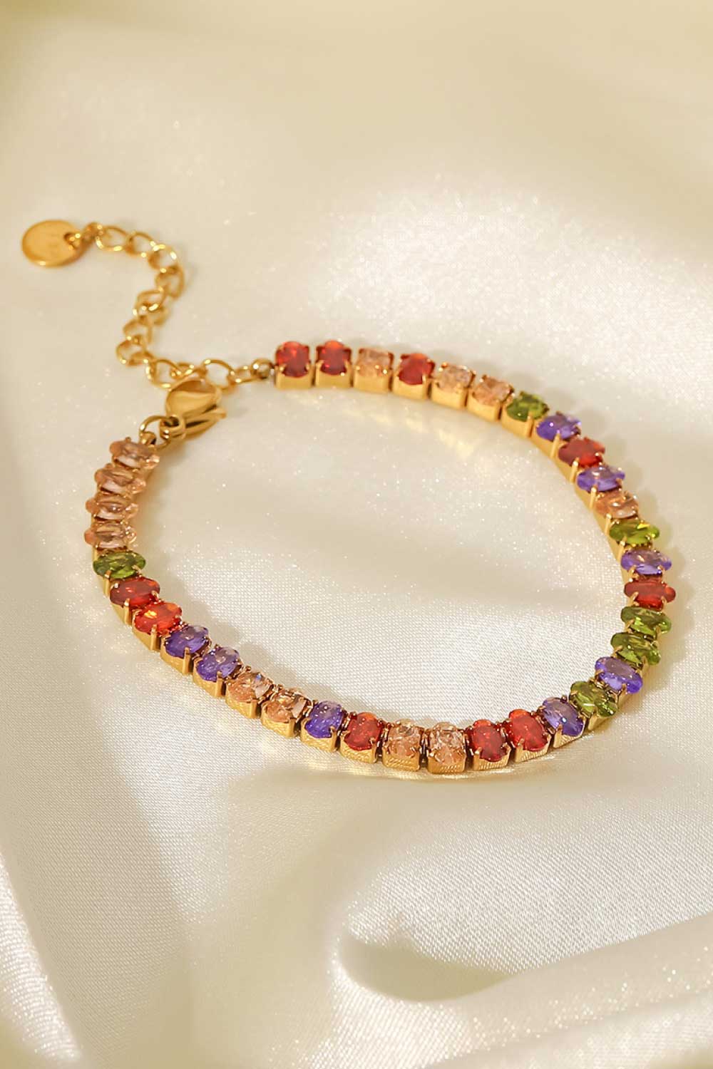 18K Gold Plated Multicolored Zircon Bracelet - Kings Crown Jewel Boutique