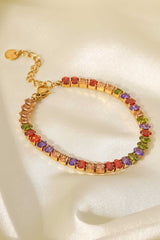 18K Gold Plated Multicolored Zircon Bracelet - Kings Crown Jewel Boutique