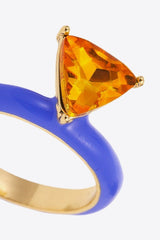 18K Gold Plated Triangle Glass Stone Ring - Kings Crown Jewel Boutique