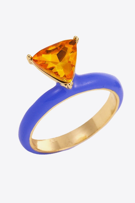 18K Gold Plated Triangle Glass Stone Ring - Kings Crown Jewel Boutique