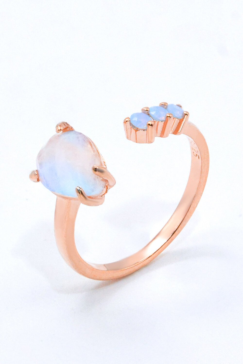 18K Rose Gold-Plated Moonstone Open Ring - Kings Crown Jewel Boutique