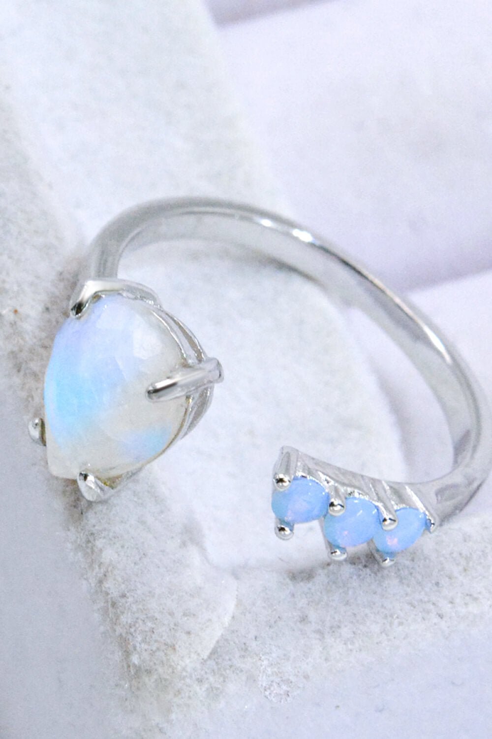 18K Rose Gold-Plated Moonstone Open Ring - Kings Crown Jewel Boutique