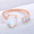 18K Rose Gold-Plated Moonstone Open Ring - Kings Crown Jewel Boutique