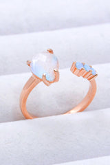 18K Rose Gold-Plated Moonstone Open Ring - Kings Crown Jewel Boutique